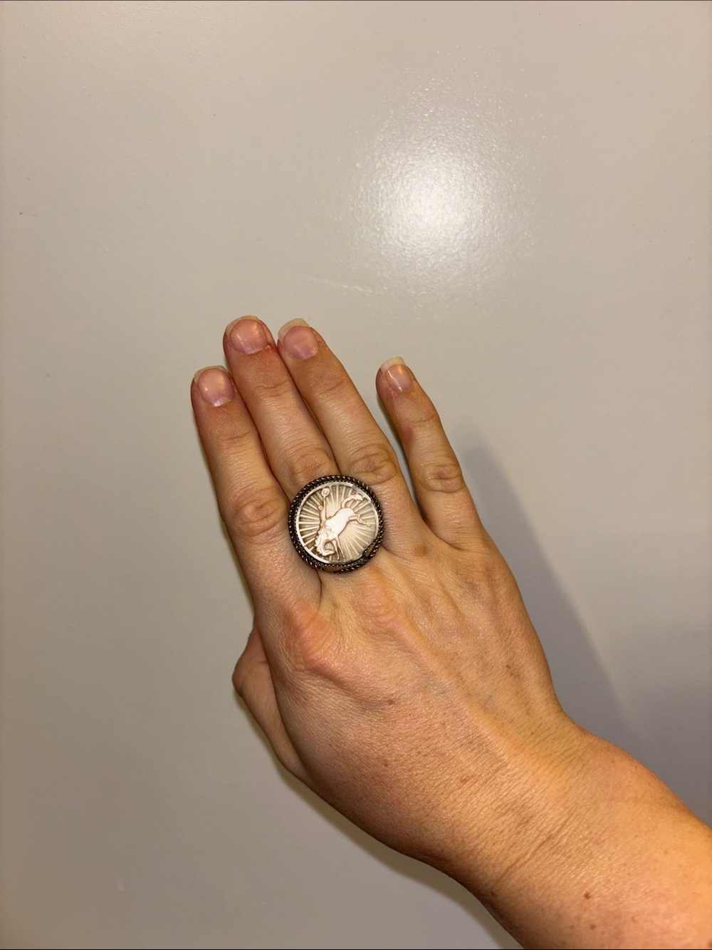 Abalone Shell Sterling Silver Bronc Rider Ring